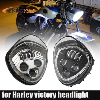 

VICTORY Led Headlight with Halo Angel Eye DRL LED Headlamp For 07-17 Victory Motorcycle Cruisers Cross Road
