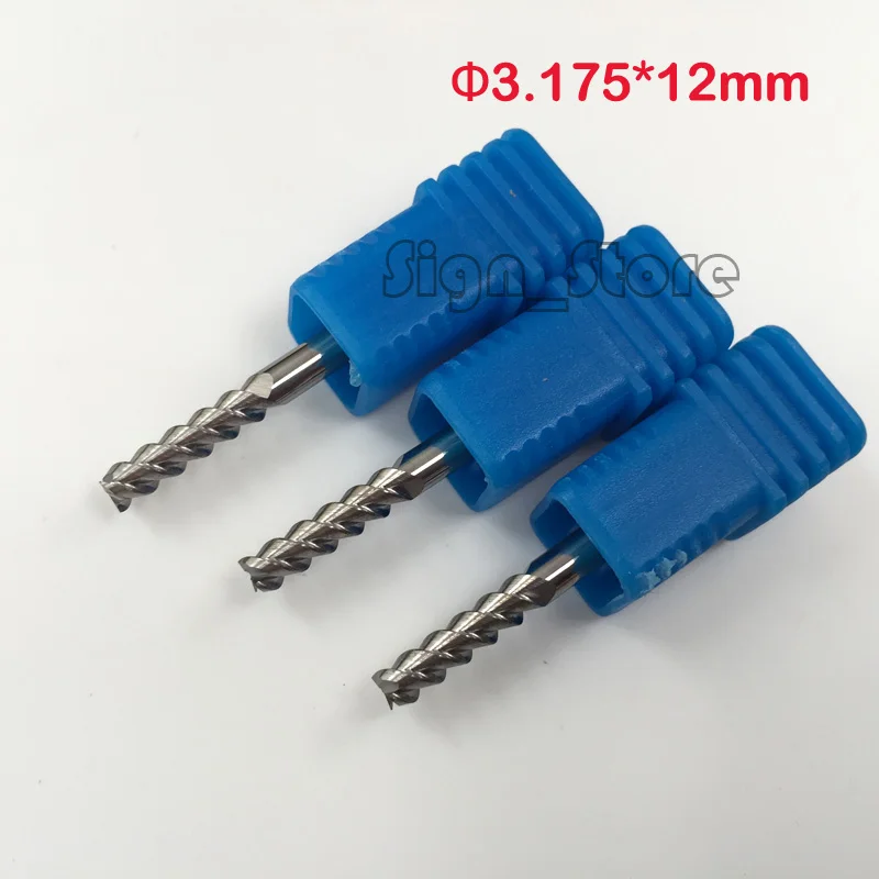

5pcs AAA Grade 3F Three Flute HRC55 Blade Aluminium Cu End Mill Milling Cutter Cutting CNC Router Bits 1/8 inch 3.175 X 12mm