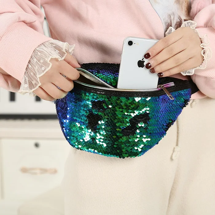 Miyahouse Новый Fanny Pack Русалка Блестки дамы талии модные спортивные использования Сияющий женский нагрудный карман для женщин Фанни пакеты