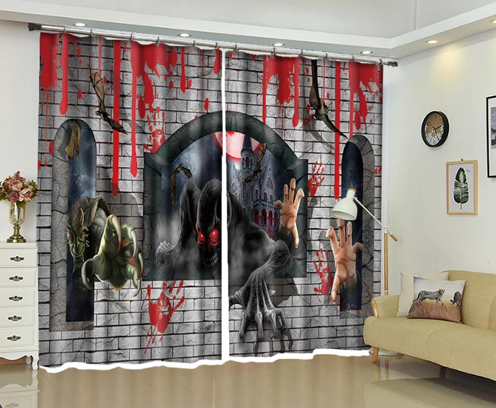Halloween Skull Home Decorative Curtains Drapes For Living room Bedroom
