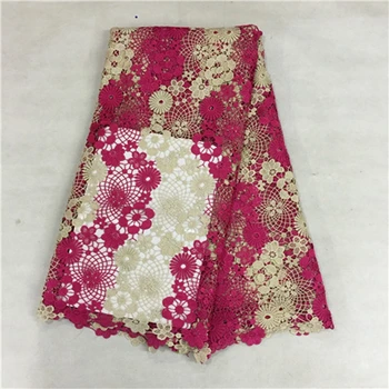 

high quality net guipure Lace /african cord lace/water soluble French lace fabric 5yards for wedding dress textile material