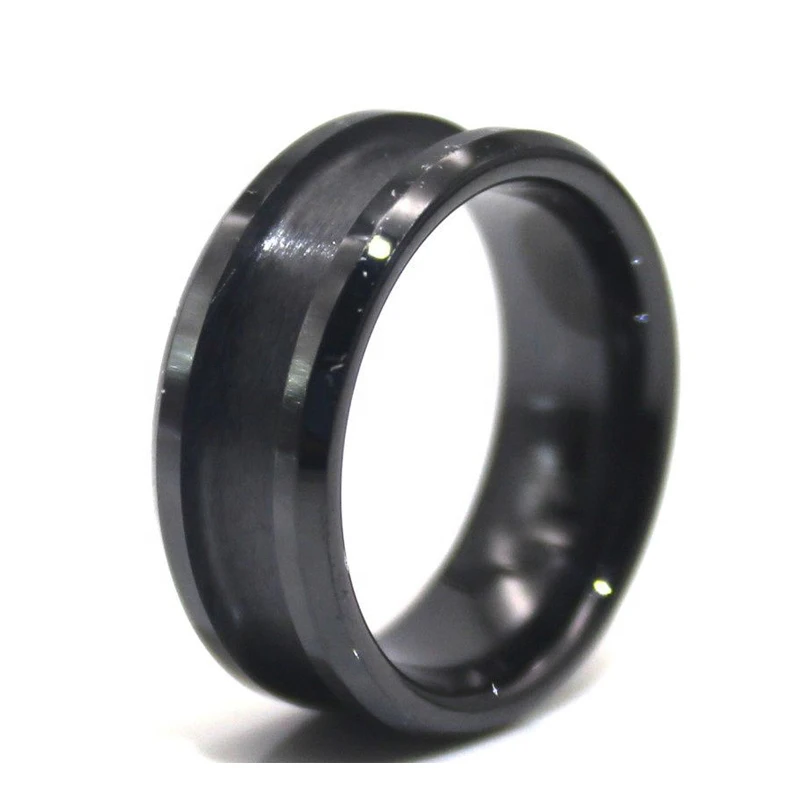 

8mm 6mm Black Tungsten Rings Blank for Inlay DIY Jewelry for Men Women Beveled Edges Center Grooved