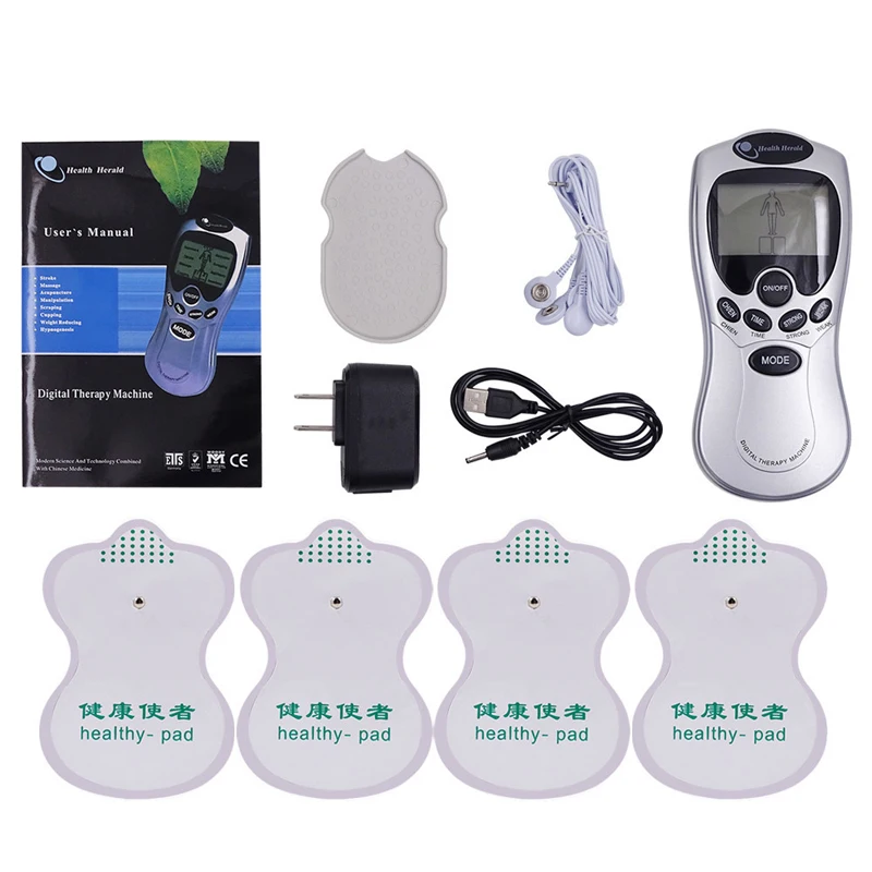 4 ways Electrode Pads Electric Tens Massage Machine Acupunture Digital Therapy Pulse Stimulator Body Slimming Massager Full Set 4 ways Electrode Pads Electric Tens Massage Machine Acupunture Digital Therapy Pulse Stimulator Body Slimming Massager Full Set