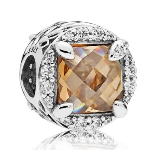 

Original 925 Sterling Silver Charm Radiant Grains Of Energy With Faceted Crystal Bead Fit Pandora Bracelet & Bangle Diy Jewelry