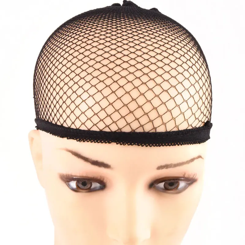 6-100pcs Fish Hairnets Wig Cap Black Hair Weaving Cap High Stretchable Elastic HairNets With Two Open For Wig Making Caps