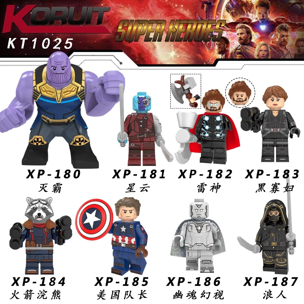 

20PCS Marvel Avengers 4 Endgame Thanos Nebula Vision Thor Black Widow Hulk LEGOED Building Block Gift Children Toys