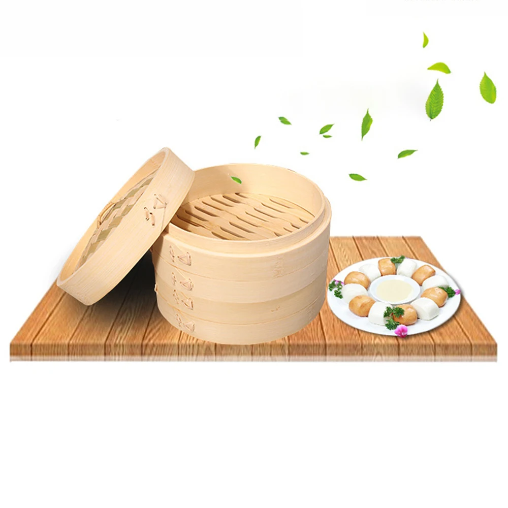 One Cage and One Cover Cooking Bamboo Steamer Fish Rice Vegetable Snack Basket Set Kitchen Cooking Tools