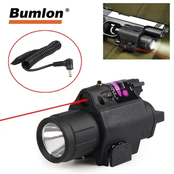 

2 in 1 Hunting Gun Tactical LED Weapon Light Flashlight Torch 200 Lumen Red Laser Sight Combo for Pistol Gun 8-0001R