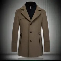 2016 Новинка Для мужчин шерстяная куртка пальто съемный жилет высокого класса бизнес-повседневная одежда Для мужчин тонкий утолщение
