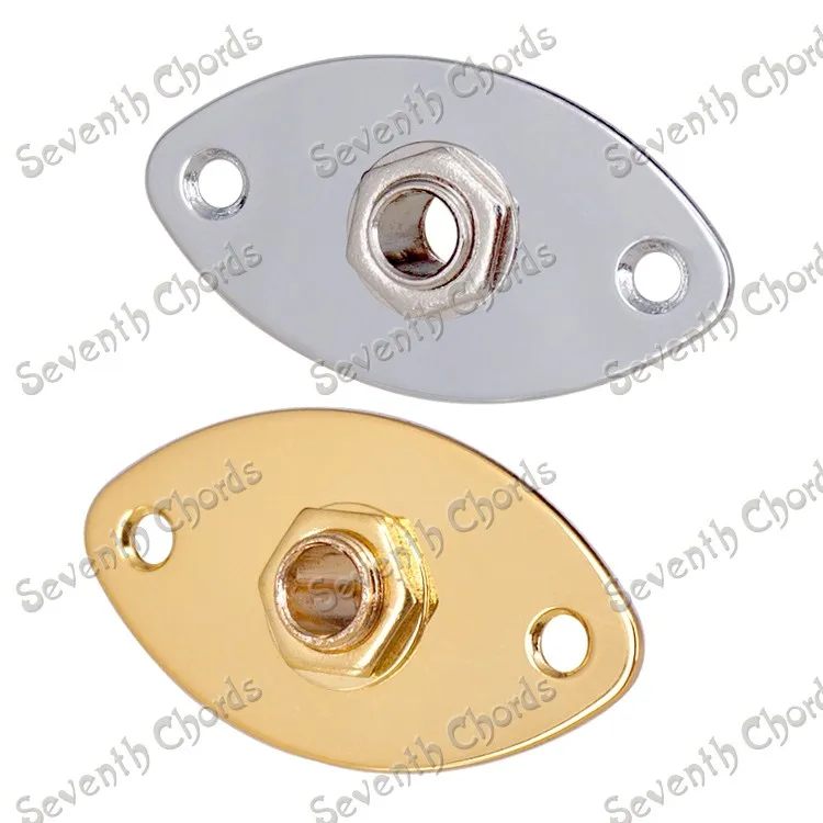 Golden Metal Indented Curved Football Shape Output Socket Plug Plate With Screws HAJXZH Oval Guitar Input & Output Jack Plate 
