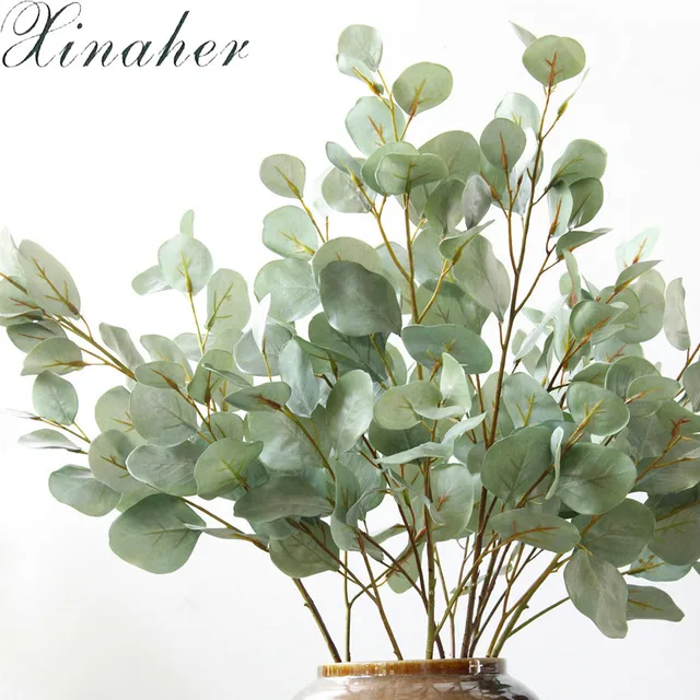Xinaher Artificial Eucalyptus Leaf Green Plant Branches