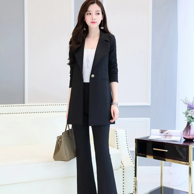 Индивидуальный Новый модный тренд, женский длинный костюм на одной пуговице, костюм из двух предметов (куртка + брюки), Женский деловой