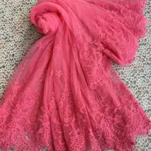 Темно-розовая Двусторонняя хлопчатобумажная юбка с вышивкой, кружевная сетчатая кружевная ткань 130 см