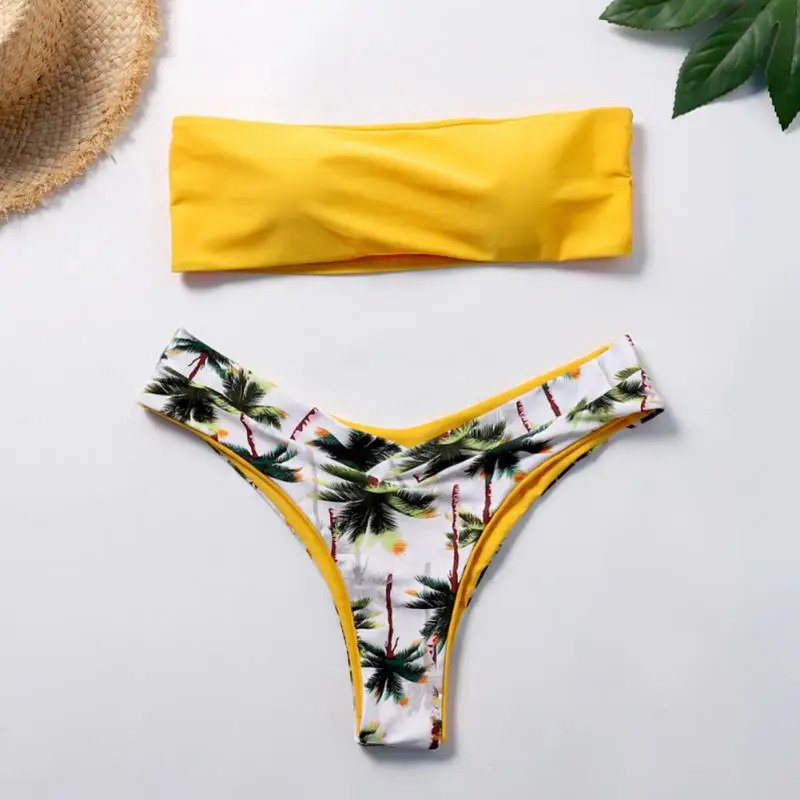 

Women's Swimming Suit Sexy Bikini Swimsuit Sexy Women Bikini Set Coconut Print Padded Swimwear Bathing Swimsuit Beachwear