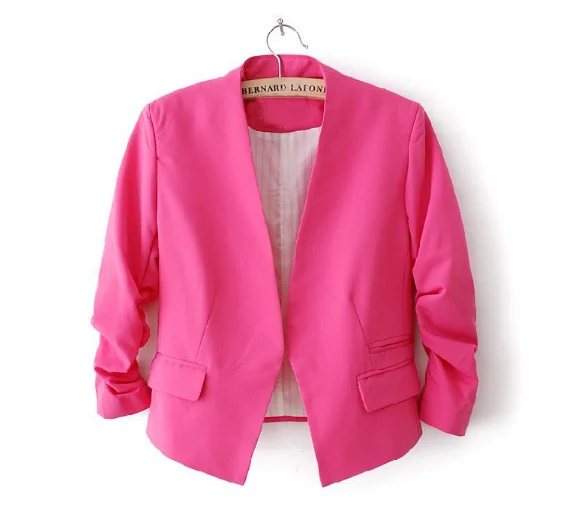 Mr.nut Korean version of the small suit Puff Sleeve cotton women's slim suit without buckle candy color coat