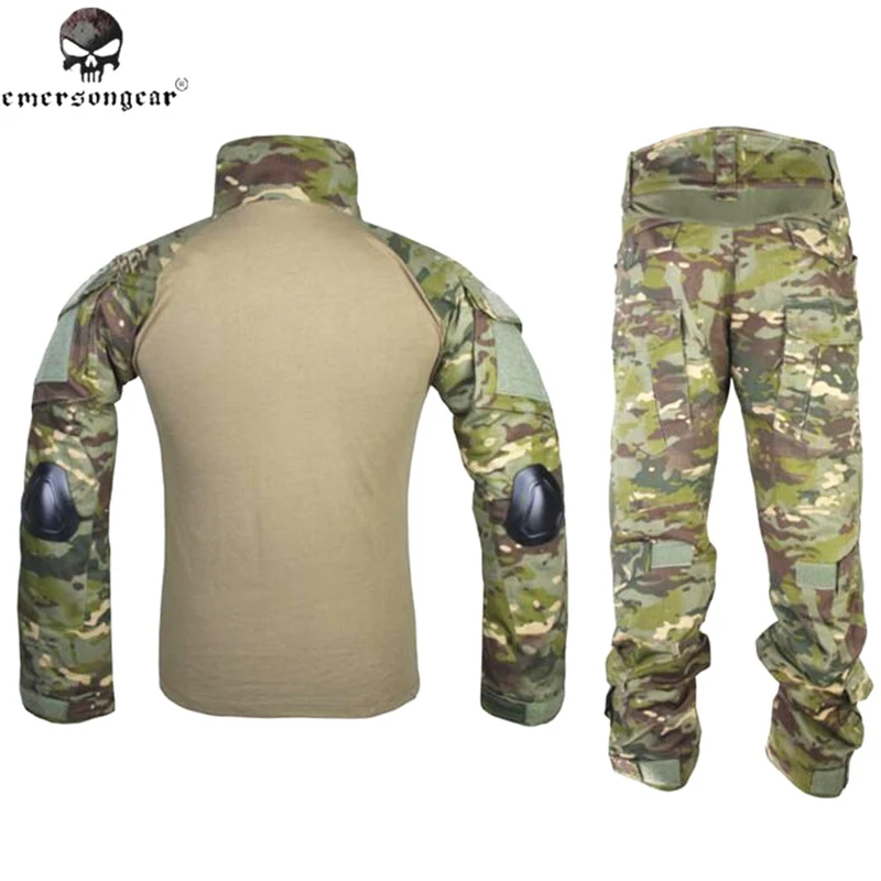 EMERSONGEAR Gen 2 BDU Airsoft Боевая форма Спортивная одежда тактическая рубашка брюки с наколенниками Мультикам тропический EM6972