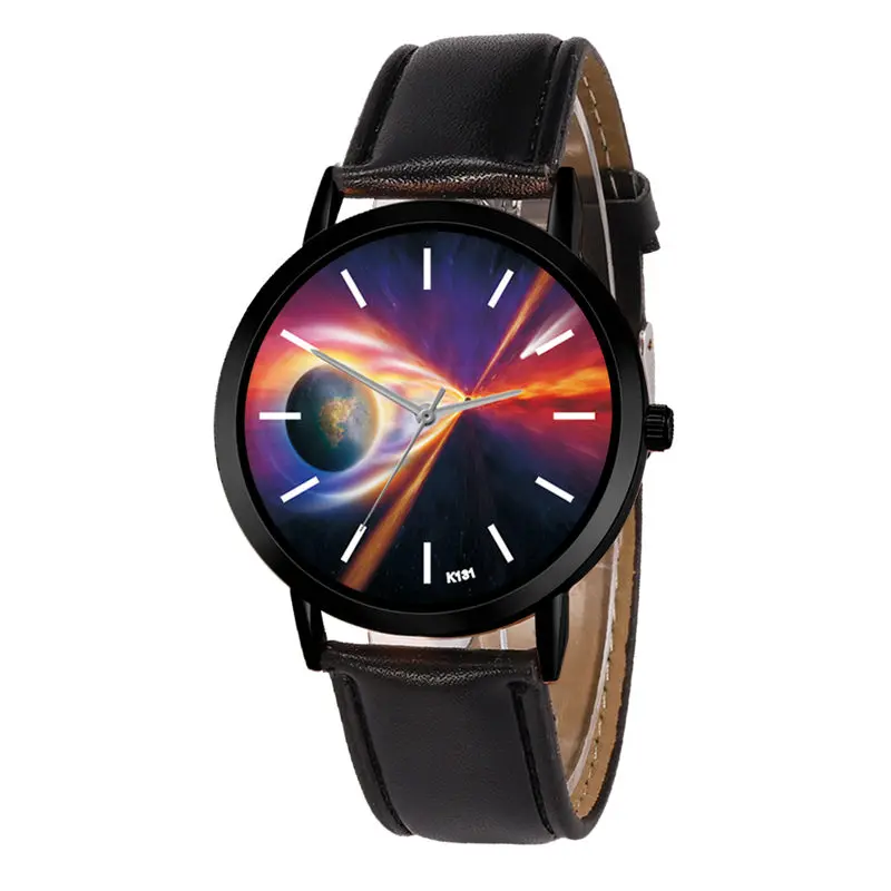 

Casual Quartz Space System Watch Gorgeous Leather Strap Astronomy Planets Unisex Classy Creative Analog Watches Relogio Feminino