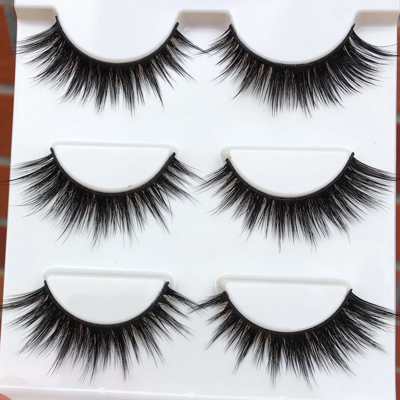 

3 pairs Stage Performance Makeup Tool False Eyelashes Handmade Natural Long Thick 3d Fake Eyelashes Soft Winged Eye Lashes