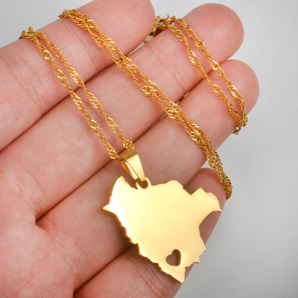 Anniyoc Bolivia карта кулон и ожерелья для женщин золотой цвет карты Боливии ювелирные изделия патриотические подарки#018321