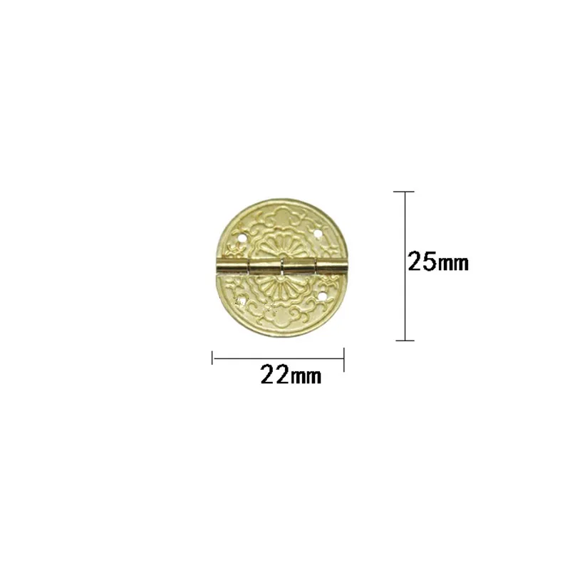 Bulk Brass Yellow Round Hinge Flower Pattern Decor Hinges Wooden Gift Jewelry Box Hinge Fittings