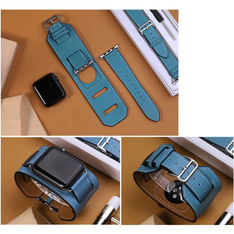 Ремешок из натуральной кожи для Apple Watch band 4 44/40 мм сменный Браслет манжета iWatch series 3