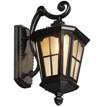 Античный деревенский Железный водонепроницаемый уличный настенный светильник винтажный Керосиновый Фонарь светильник ржавый матовый черный коридор настенный светильник