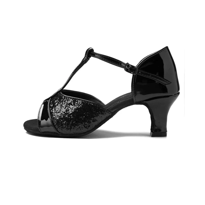 Alharbi Для женщин девочек Туфли для латинских танцев атлас/блеск Танго Танцы обувь Женская Бальные Танцевальные Туфли для сальсы сандалии 5/7 см; женские туфли - Цвет: Black 5cm heeled