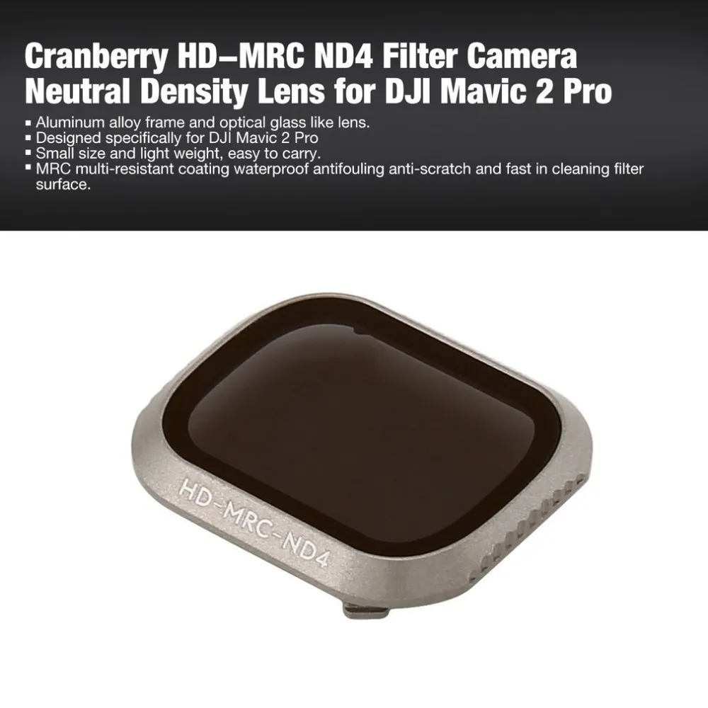 

Cranberry HD-MRC ND4 Filter Professional Camera Filter Neutral Density Lens for DJI Mavic 2 Pro Drone Quadcopter Accessories