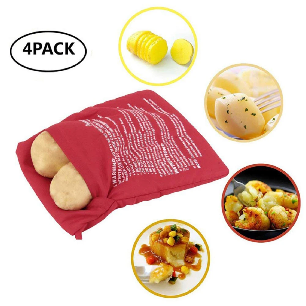 

W Red 1 pc new red Washable Cooker Bag Baked Potato Microwave Cooking Potato Quick Fast (cooks 4 potatoes at once)