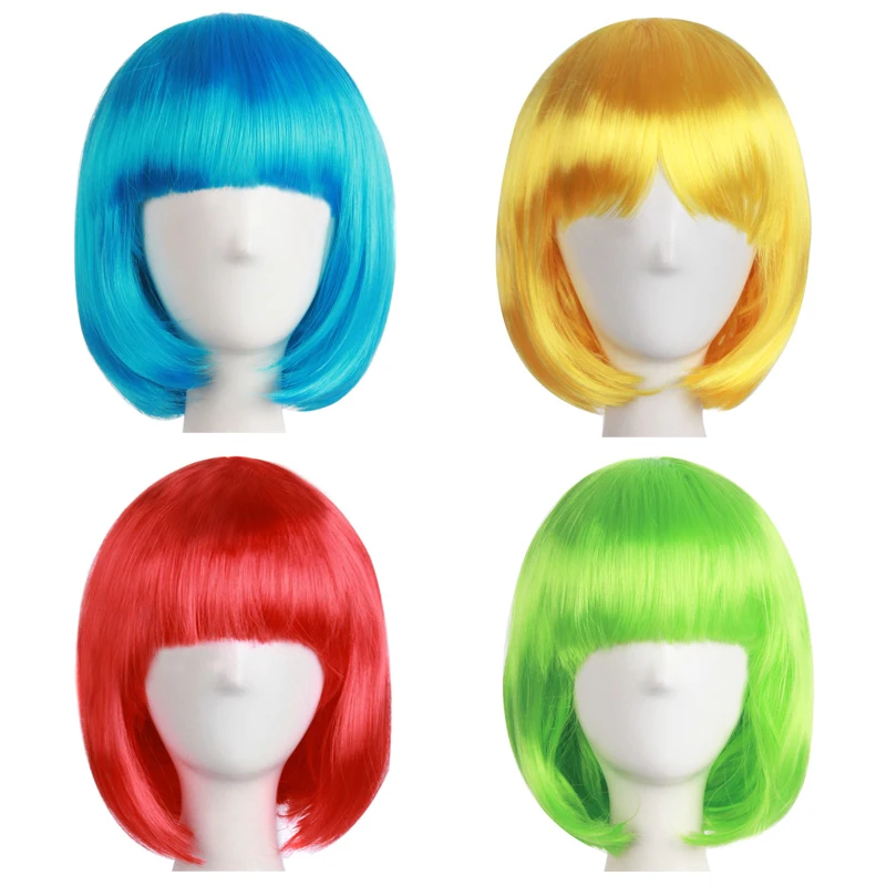 MapofBeauty 12 &quotкороткий прямой косплей Боб Прическа женские парики Выделите зеленый