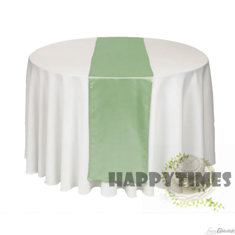 20 Pieces Sage Green Table Runner For Round Table Linen Wedding