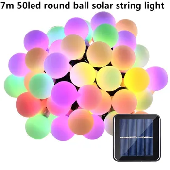 

7m 50led 18mm round ball solar string lights outdoor fairy light string for christmas wedding party decoration with solar panel