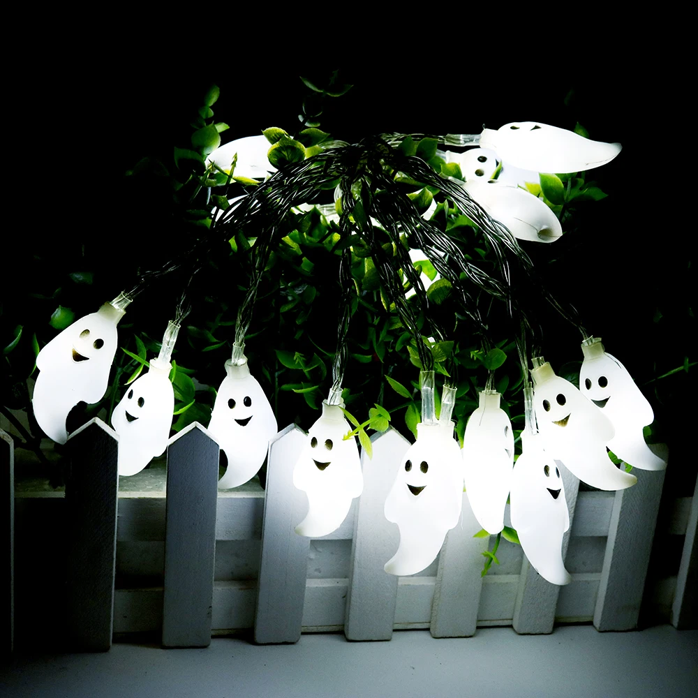 20 светодиодный s хэллоуин гирлянды череп в форме призрака светодиодная Праздничная лампа праздник в доме и под открытым небом украшения батареи или AC220V JQ0