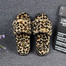 Genuine natural Fur shoes Woman indoor floor slippers home Leopard wool slippers winter shoes flats sweet lady shoes