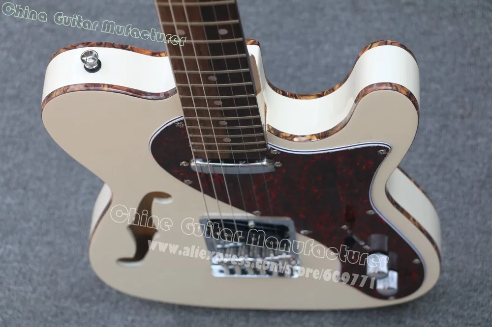 

Classic custom shop Thinline Deluxe white electric guitar,custom color binding F hole TL guitar,Wholesales