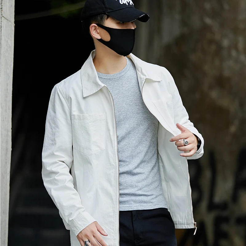 2018 Plus Size Men White Jackets Fashion Long Sleeve Casual Men's