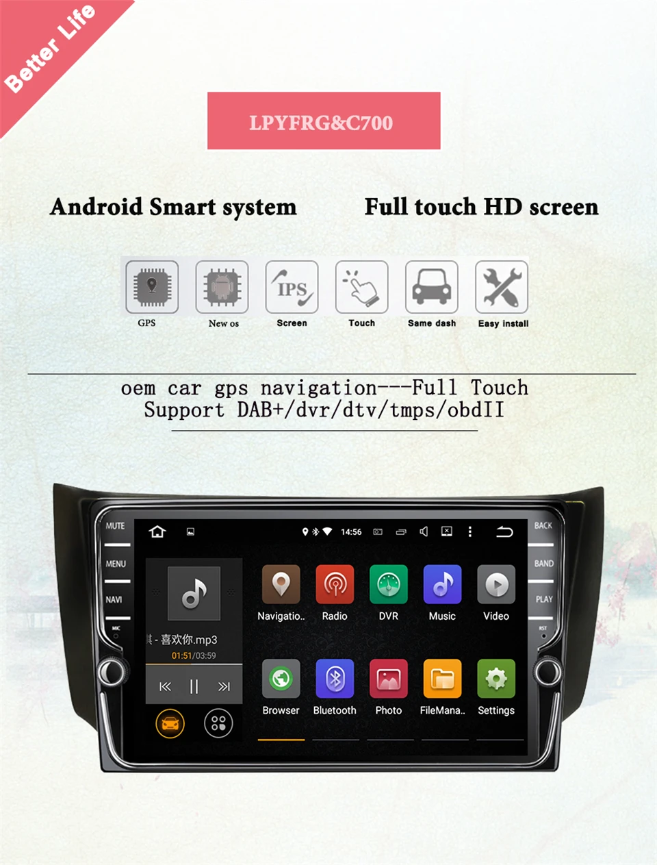 Top 9 inch Android 9.1 Car Radio GPS Navigation Multimedia Stereo DVD Player for Nissan Sylphy 2016 2017 2018 2019 Tape Recorder 2