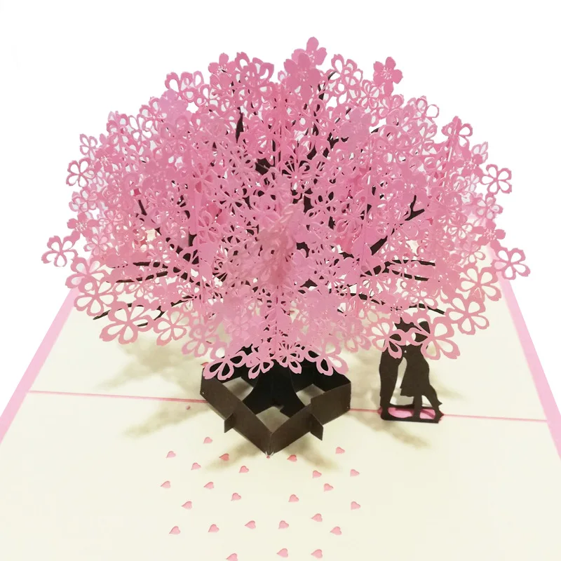  3D Pop UP Cards Cherry Tree Wedding Invitations Cards Valentine's Day Anniversary Greeting Card Gre - 33027645879