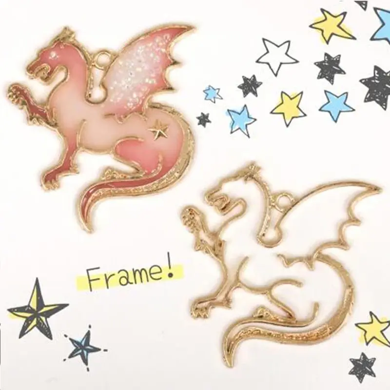 

3Pc Dragon Horse Frame Pendant Bezel Setting Cabochon Setting UV Resin Jewelry Open Bezel Charms Accessories