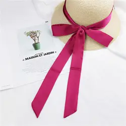 Новейший высококачественный мягкий атласный женский шарф, чистый цвет, длинный размер, пояс, 4*195 см, шейный платок для девочек