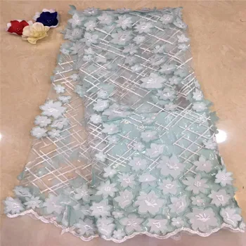 

2018 New Design African Tulle 3D Flower Lace High Quality Nigerian 3D Lace Fabric Net Lace 5Yards/Lot