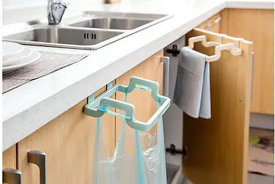 Cupboard Kitchen Cabinet Door Back Stand Trash Garbage Bags Storage Rack FA