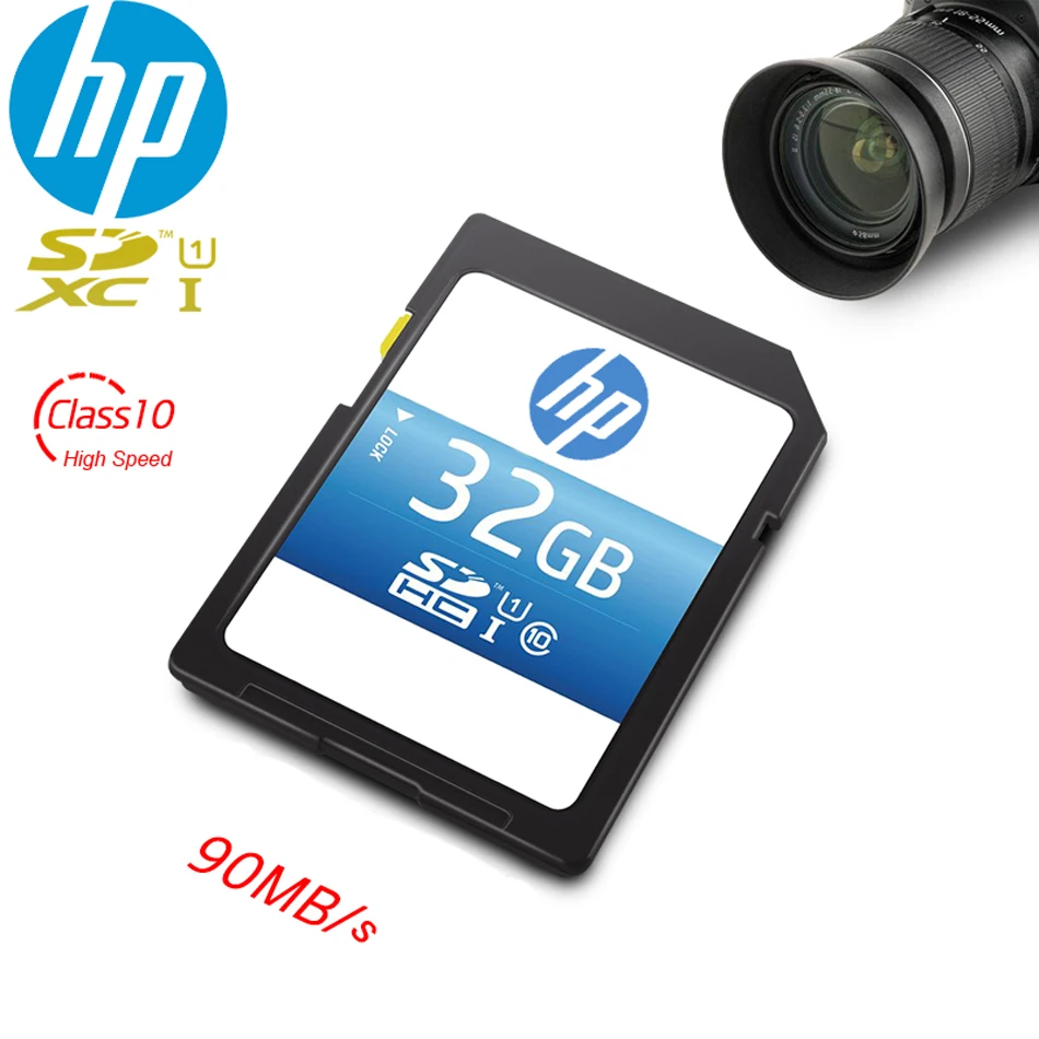

Original HP SD Card 90MB/S Memory card 16GB 32GB 64GB 128GB Class10 cartao de memoria SDHC/SDXC UHS-I HD video carte sd For DSLR