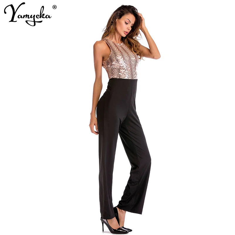 Sexy Sequins Summer Bodysuit women Body mujer Rompers Womens Jumpsuit Elegant Playsuit Overalls Belted Leotard overalls Long New