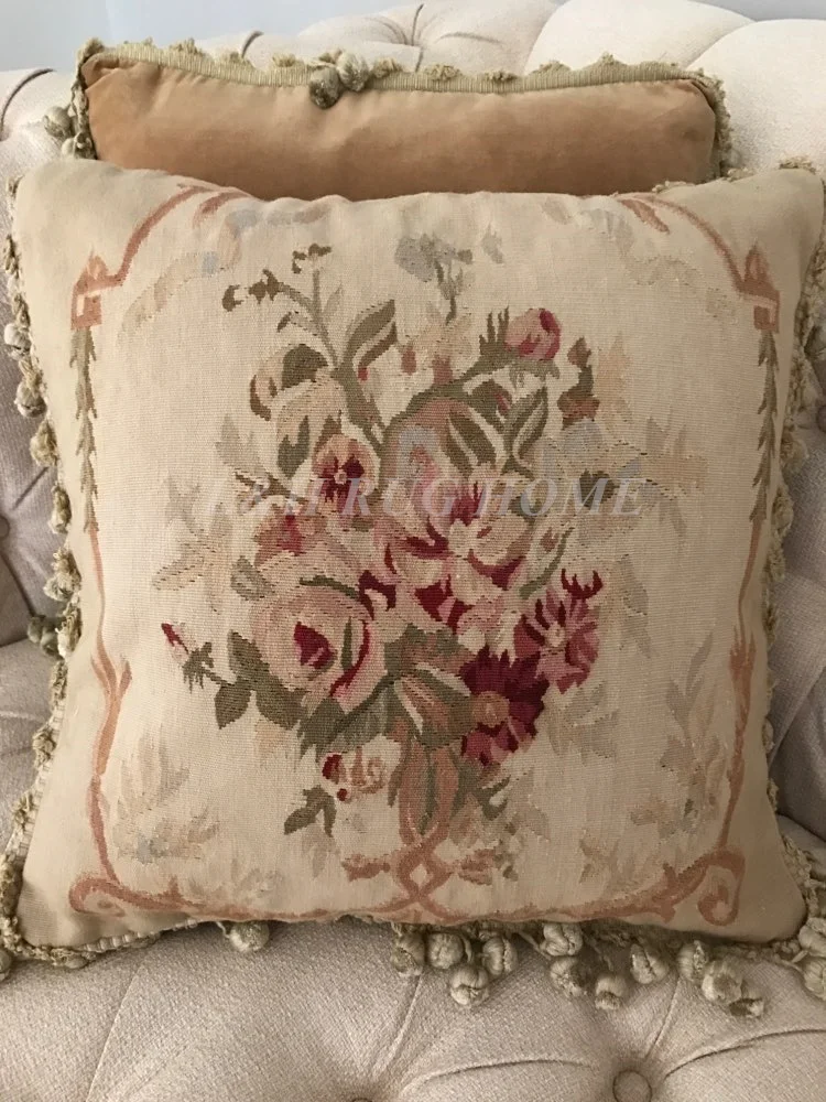 

Free Shipping 18"x18" Aubusson Hand Woven Cushion, 100% New Zealand Wool handmade pillow, no insertion