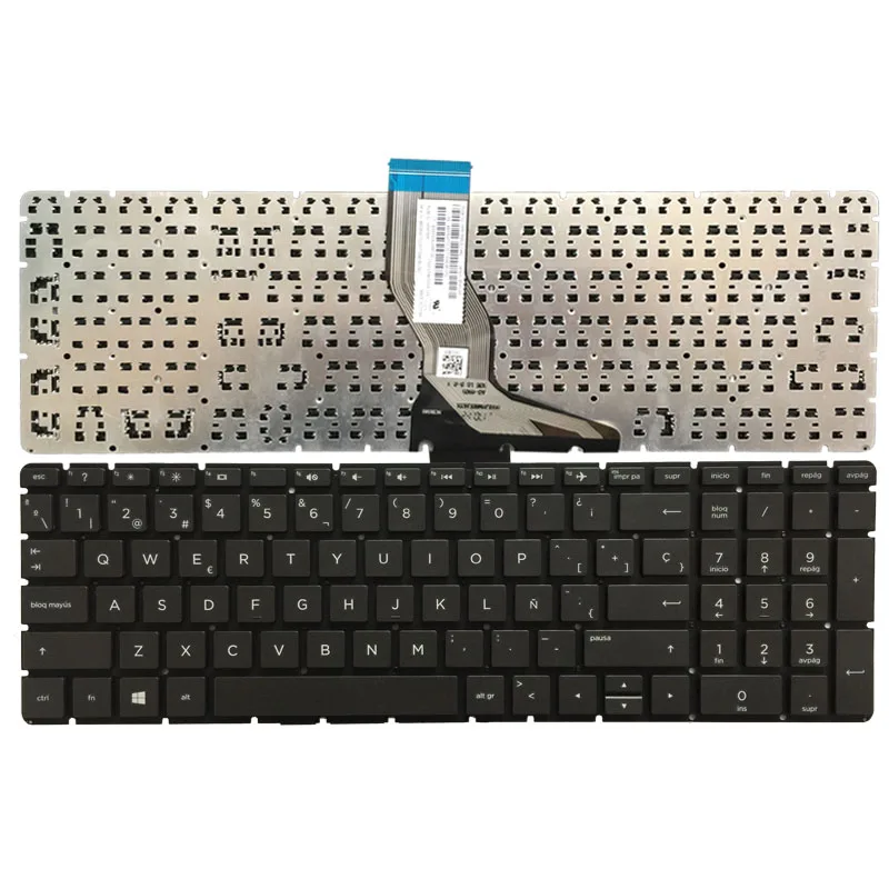 Испанская клавиатура для ноутбука hp 15-BS 15-CD 250 G6 255 G6 256 G6(только клавиатура) Серебристая/черная клавиатура с верхней крышкой для рук
