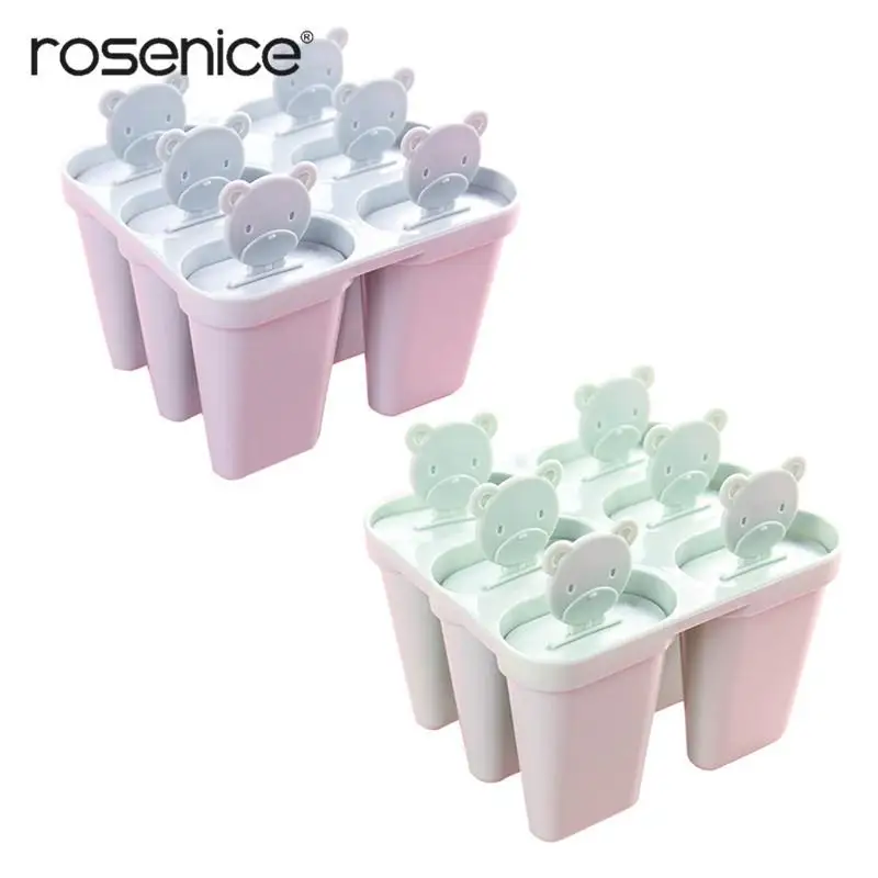 

Ice Lolly Molds Maker Form DIY Cute 6 Cavity Bear Mold Popsicle Molds Yogurt Ice Box Fridge Frozen Ice Cream Tools