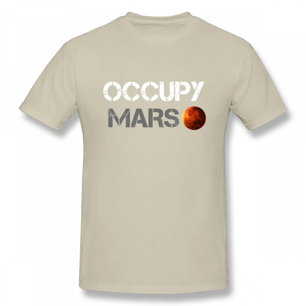 Космическая футболка футболки Тесла Повседневный Топ Дизайн Popualr Occupy Mars хлопковая футболка - Цвет: Хаки