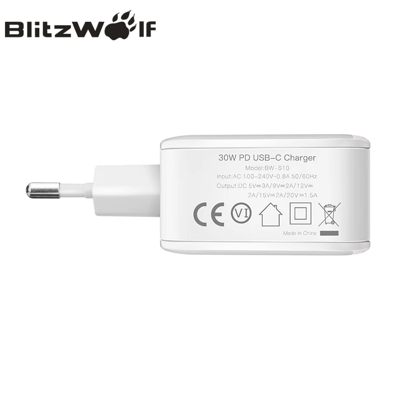 Продажа BlitzWolf font b usb b font type C PD 30 Вт Быстрая зарядка мобильного телефона настенное зарядное устройство адаптер для iPhone 11 Pro X Max Macbook смартфон