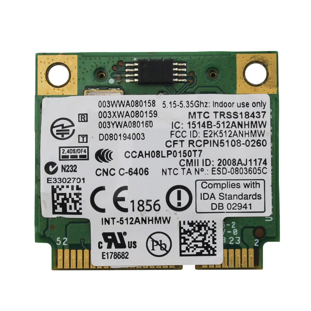 Беспроводная карта 512AN_HMW для Intel WiFi Link 5100 MINI PCI-E карта Wlan адаптер для ноутбука 2,4G/5 Ghz для Dell